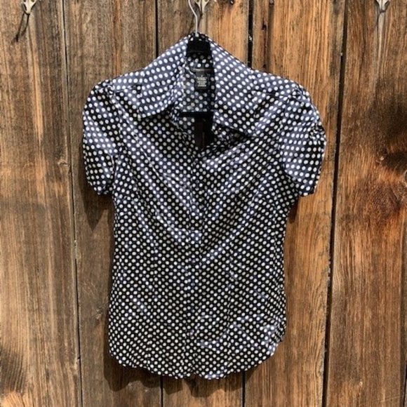 Navy and white polka dot blouse - Picture 1 of 5